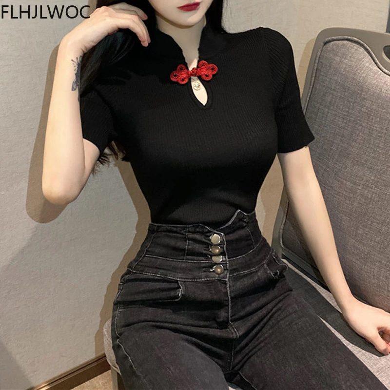 

Женский трикотажный свитер с воротником-стойкой, черный или белый однотонный облегающий джемпер в Корейском стиле, Милый Винтажный пуловер на лето