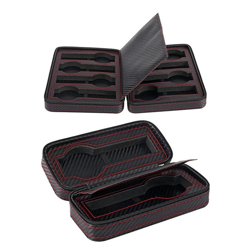 

2 шт. Портативный черное углеродное волокно искусственная кожа смотреть на молнии сумка для хранения ювелирных украшений коробка для часов...