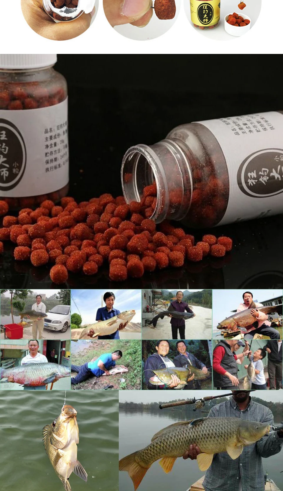 JIGEECARP 300pcs/100pcs Freshwater Carp Fishing Baits Grass Carp lure Fish Master Boillie Live Baits Ball Feeder Bait 6mm 9mm