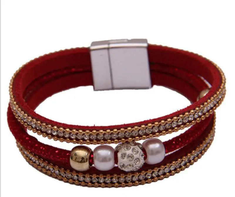 2018 многослойный браслет с кристаллами из бисера кожаный магнитный модный для