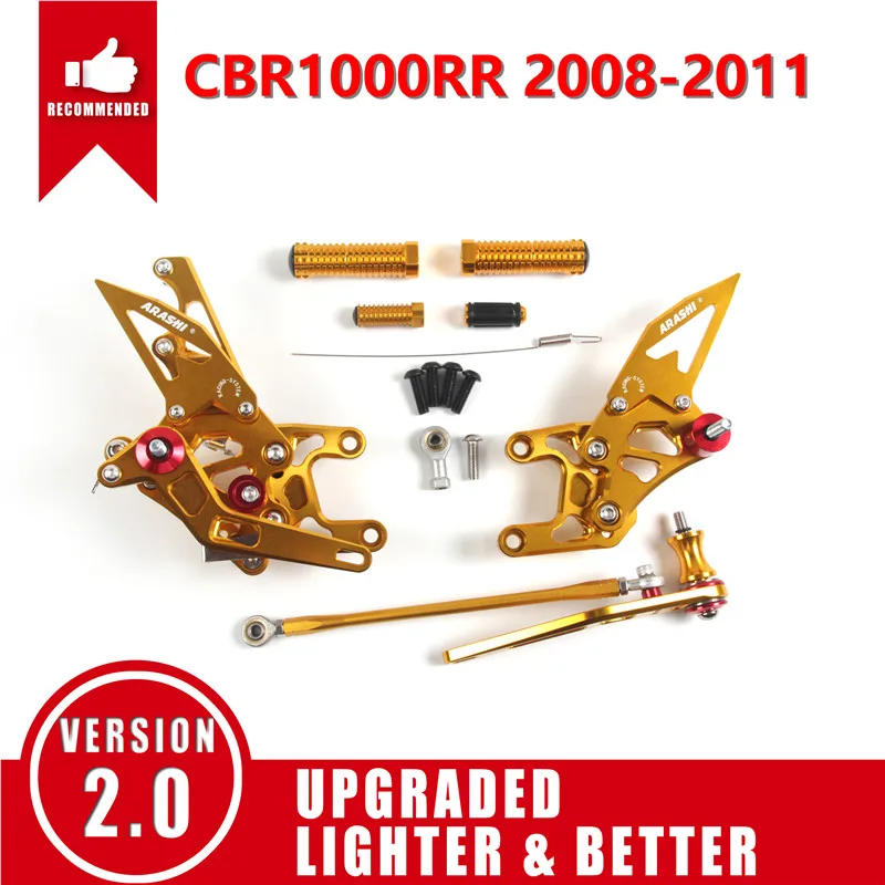 Gold 2008-2011 Араши для HONDA CBR1000RR 2004- с ЧПУ Регулируемая подножка Rearsets подножка CBR1000 CBR 1000 RR 2012 2013 - Цвет: Gold 2008-2011
