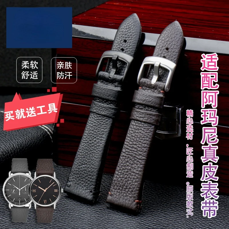 

Genuine Leather Watch Strap for Armani Leather Watch Band Ar11011 60003 60005 11153 Business Cowhide