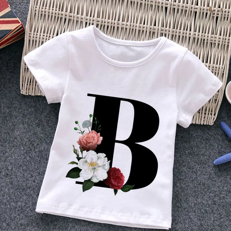 Футболка детская в стиле Харадзюку модная Ретро рубашка с принтом алфавита для