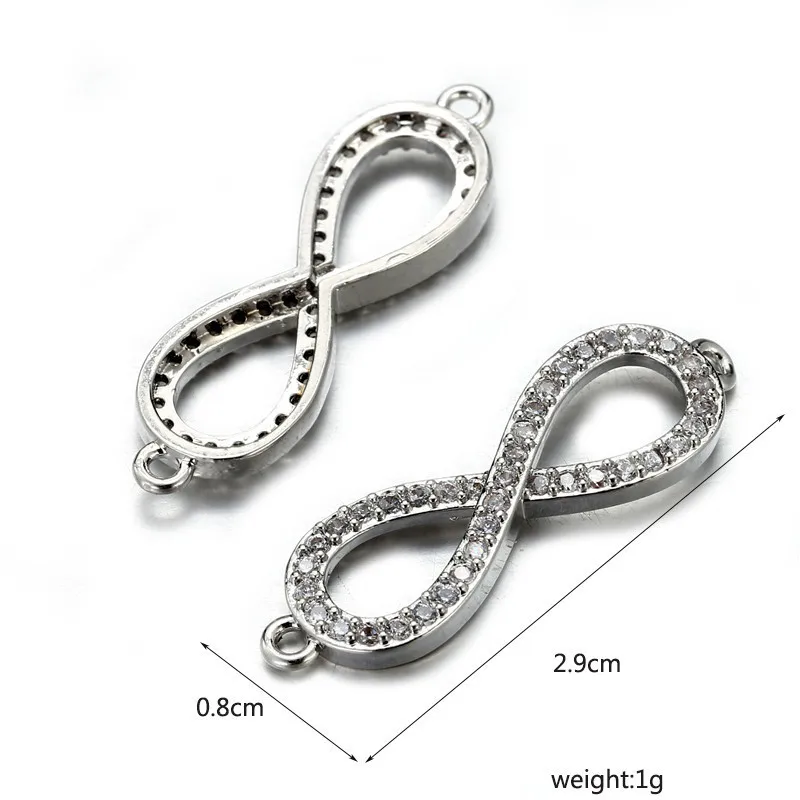 8*29 мм микро Фианит циркон Кристалл Бесконечность шармы бусины браслет фурнитура