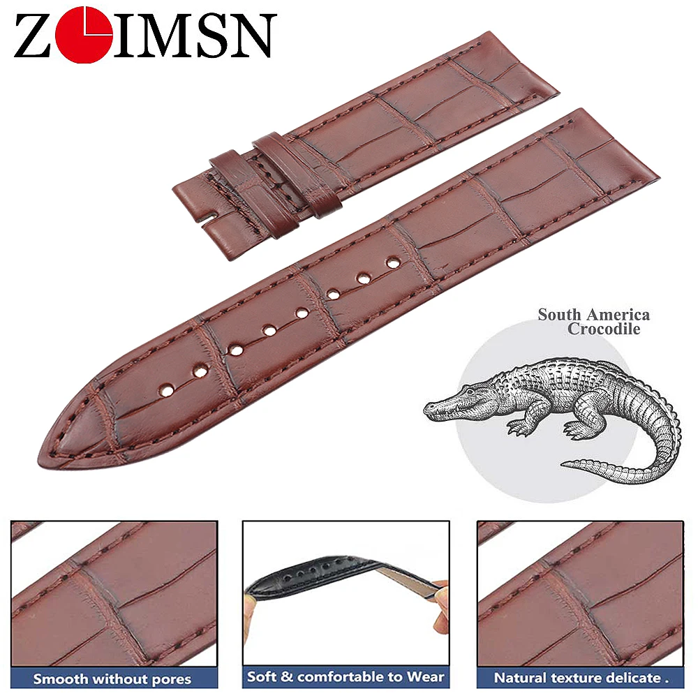 Оригинальный сменный ремешок для часов ZLIMSN из натуральной крокодиловой кожи под
