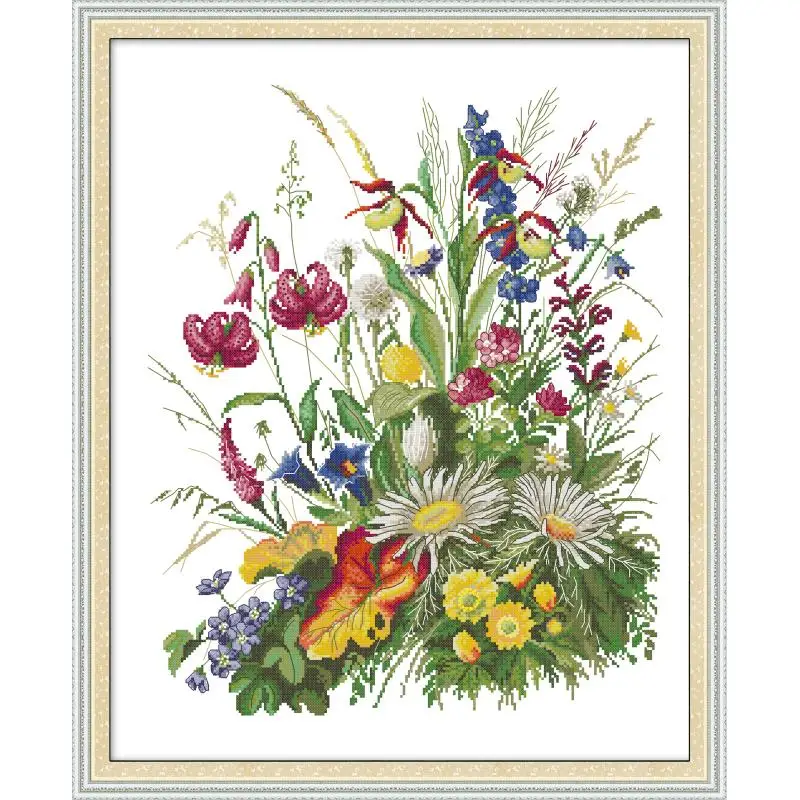 

Joy Sunday New Cross Stitch Kit Flowers Of The Wilderness Needlework 11&14CT DIY Handmade Embroidery Kit For Room Decor And Gift