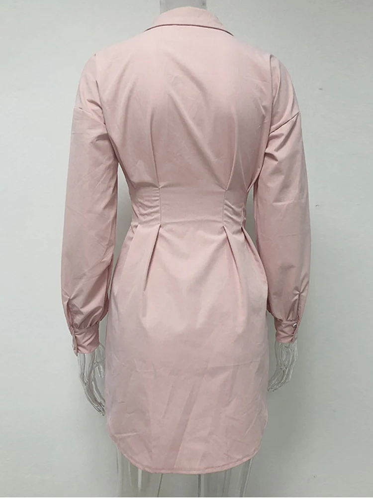 JillPeri Autumn Long Sleeve Shirt Dress with Corset Belt Solid Sexy Elegant Outfit Office Lady Street Wear Party Dress Set