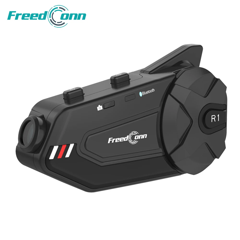 

freedConn R1 plus Motorcycle Helmet Intercom Interphone Headset Microphone 1000m 6 rider Bluetooth 5.0 Moto video recorder wifi