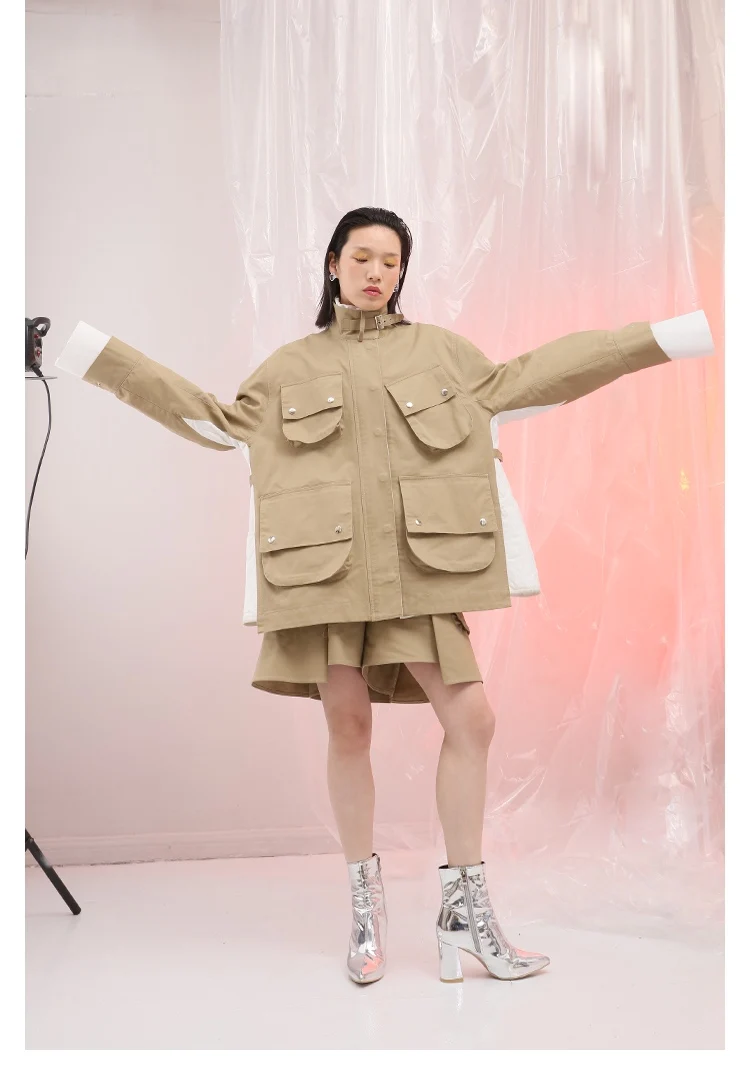 IRINAL06 2019 FW коллекция негабаритных лоскутное стиль сафари женский плащ|Женские