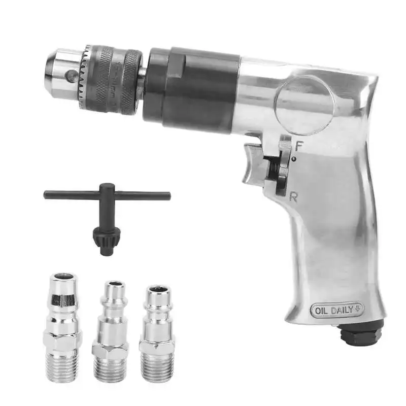 

3/8in 1400rp Pneumatic Drill CW and CCW Handheld Alloy Steel Drilling Machine with Wrench Air Nozzle Pneumatic Tools Drill
