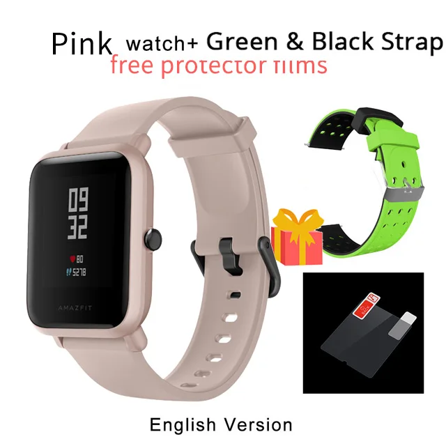 pink a green strap 1 год гарантии Amazfit Bip Lite Смарт-часы, глобальная версия, 45 дней Срок службы батареи 3ATM в соответствии со стандартом водонепроницаемости Smartwatch для Xiaomi - Цвет: pink a green strap