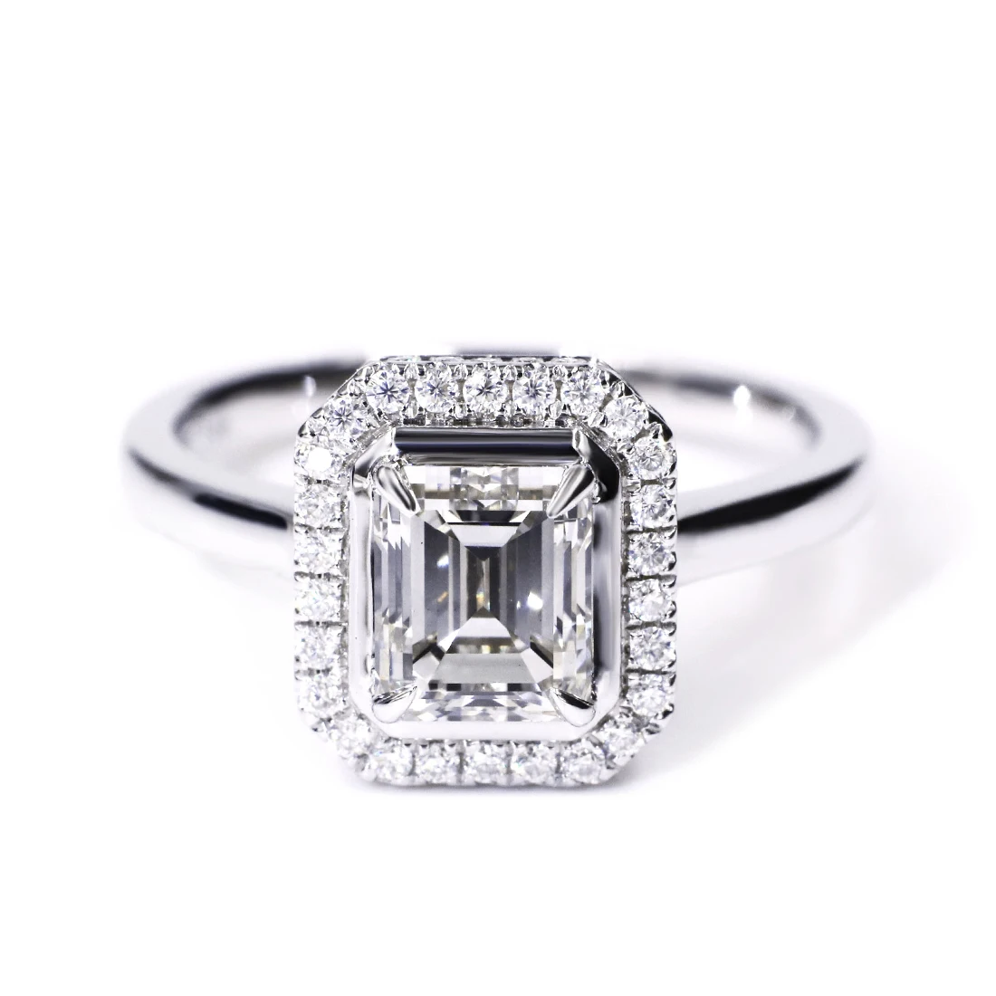 

Tianyu Gems 1.62ct Lab Diamond 14K Solid Gold Halo Rings CVD H VS2 Emerald Cut IGI Real 585 Engagement Women Ring DEF Moissanite