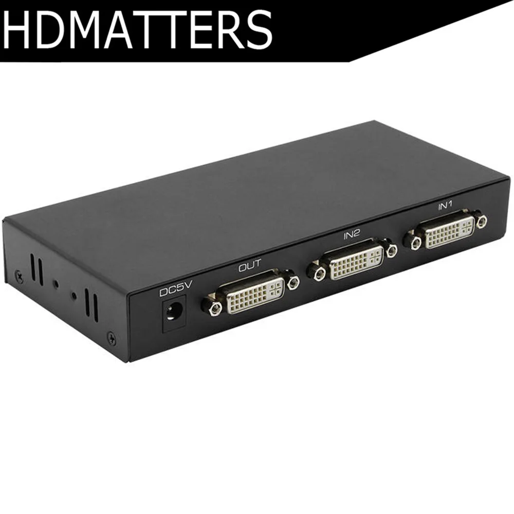 4K DVI коммутатор 2X1 двухпортовый DVI 2 в 1 выход переключатель 1080P 4K Селектор с ИК-управлением и внешним источником питания