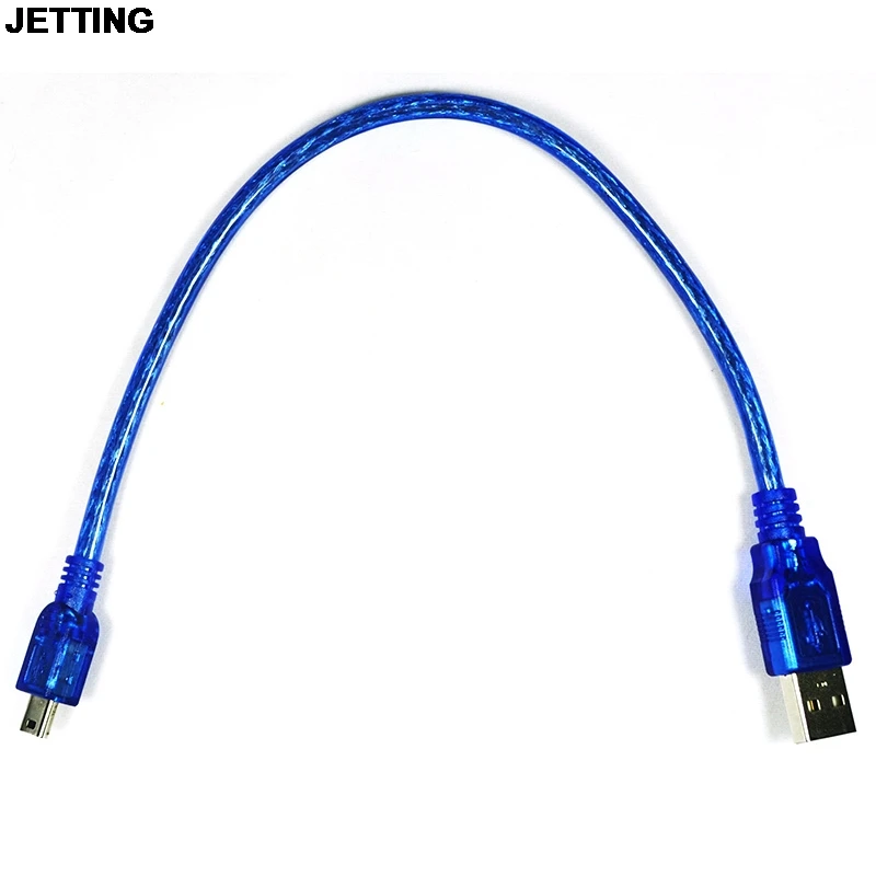 

JETTING синий короткий USB 2,0 A штекер к мини 5 Pin B штекер зарядный кабель для передачи данных-30 см для MP3 MP4 камеры мобильного телефона прозрачный