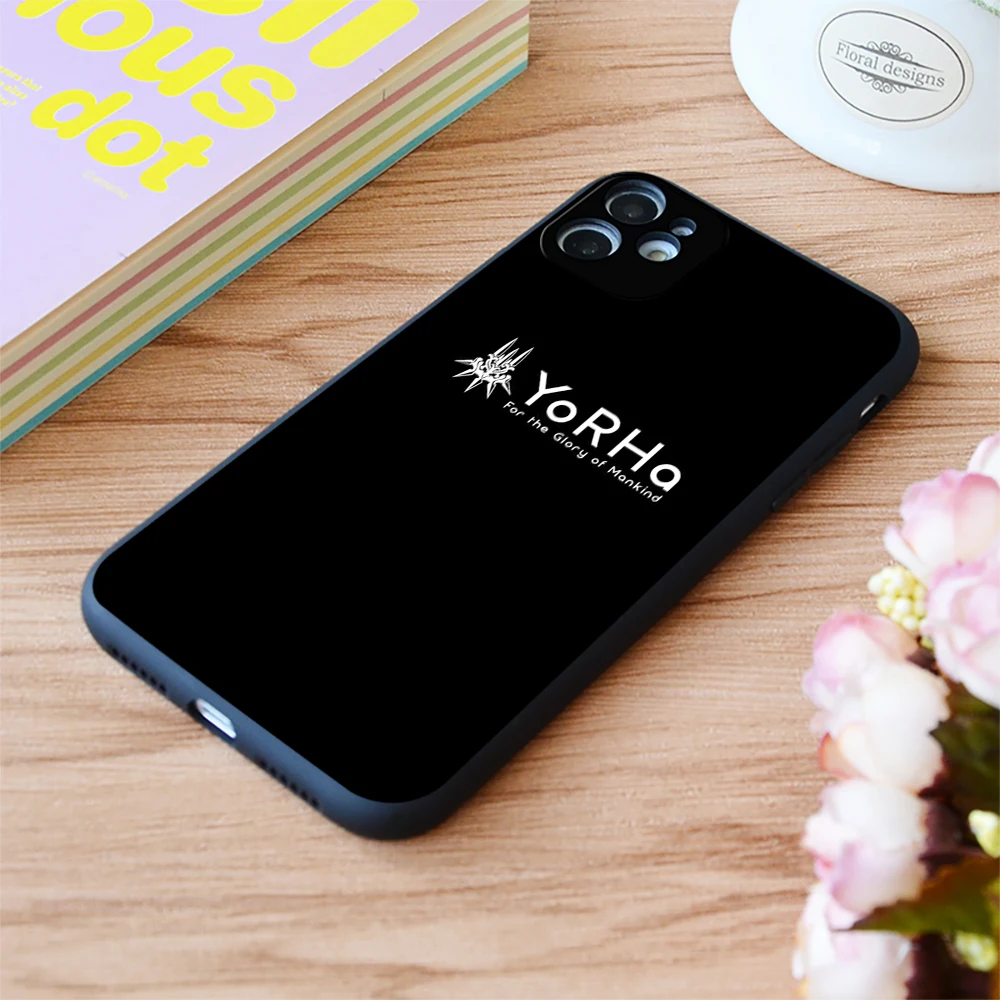 

For iPhone Yorha White Print Soft Matt Apple iPhone Case 6 7 8 11 12 Plus Pro X XR XS MAX SE
