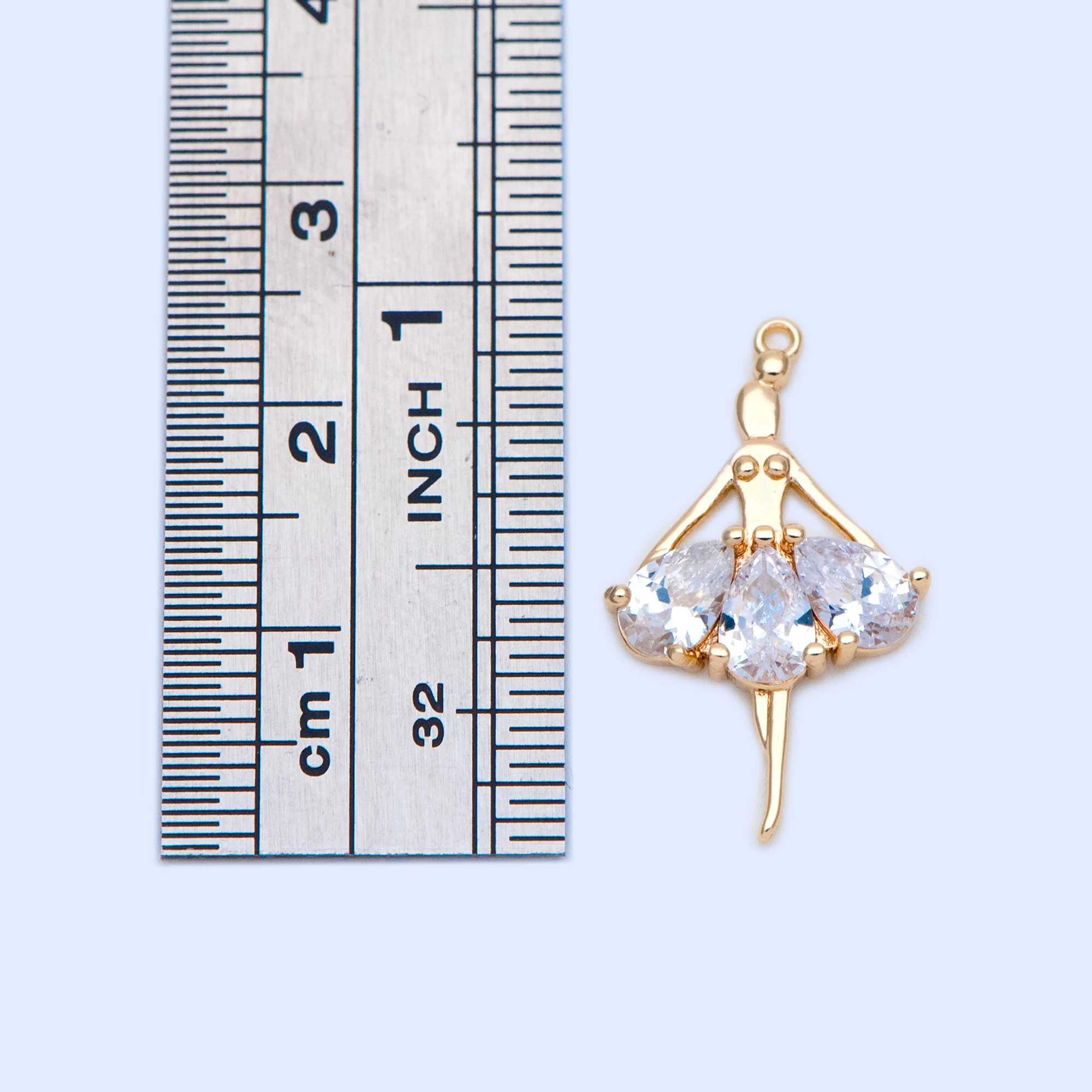 10pcs 18k Gold plated CZ Paved Ballerina Ballet Leap Dancer Charm 23x14mm girl charm (GB-1189) | Украшения и аксессуары
