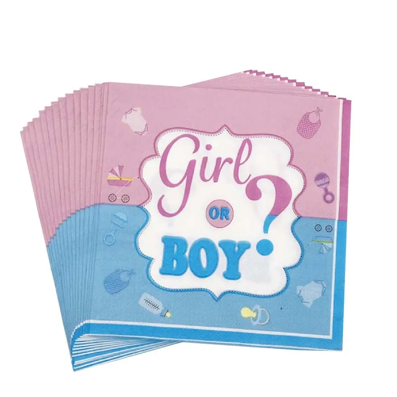 

8/16 Pces Boy or Girl Disposable Tableware Set Plate Napkins Baby Shower Gender Reveal Disposable Party Decorations Supplies