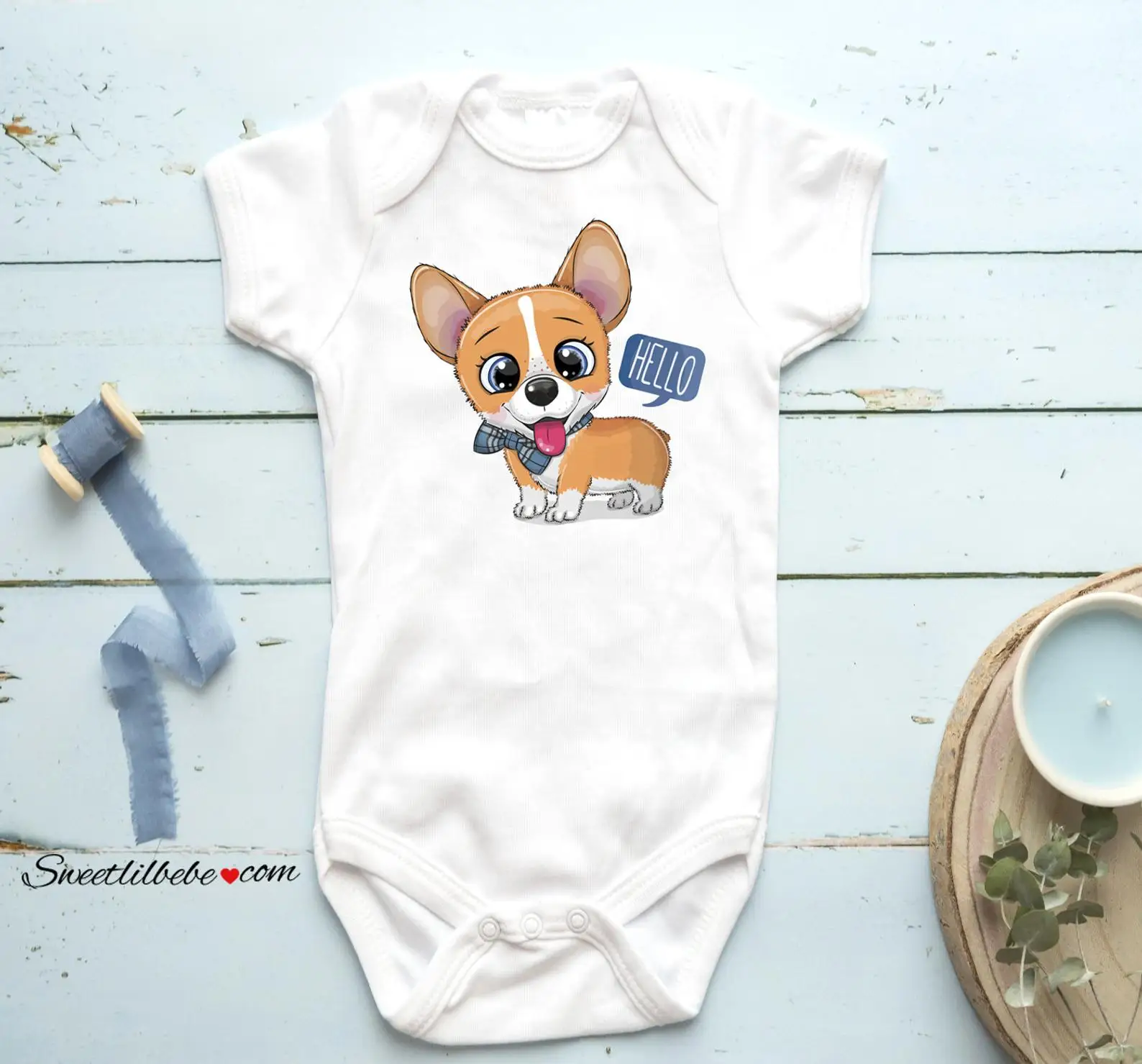 Для маленьких мальчиков одежда корги Ребенка Onesie собака Детские комбинезончики