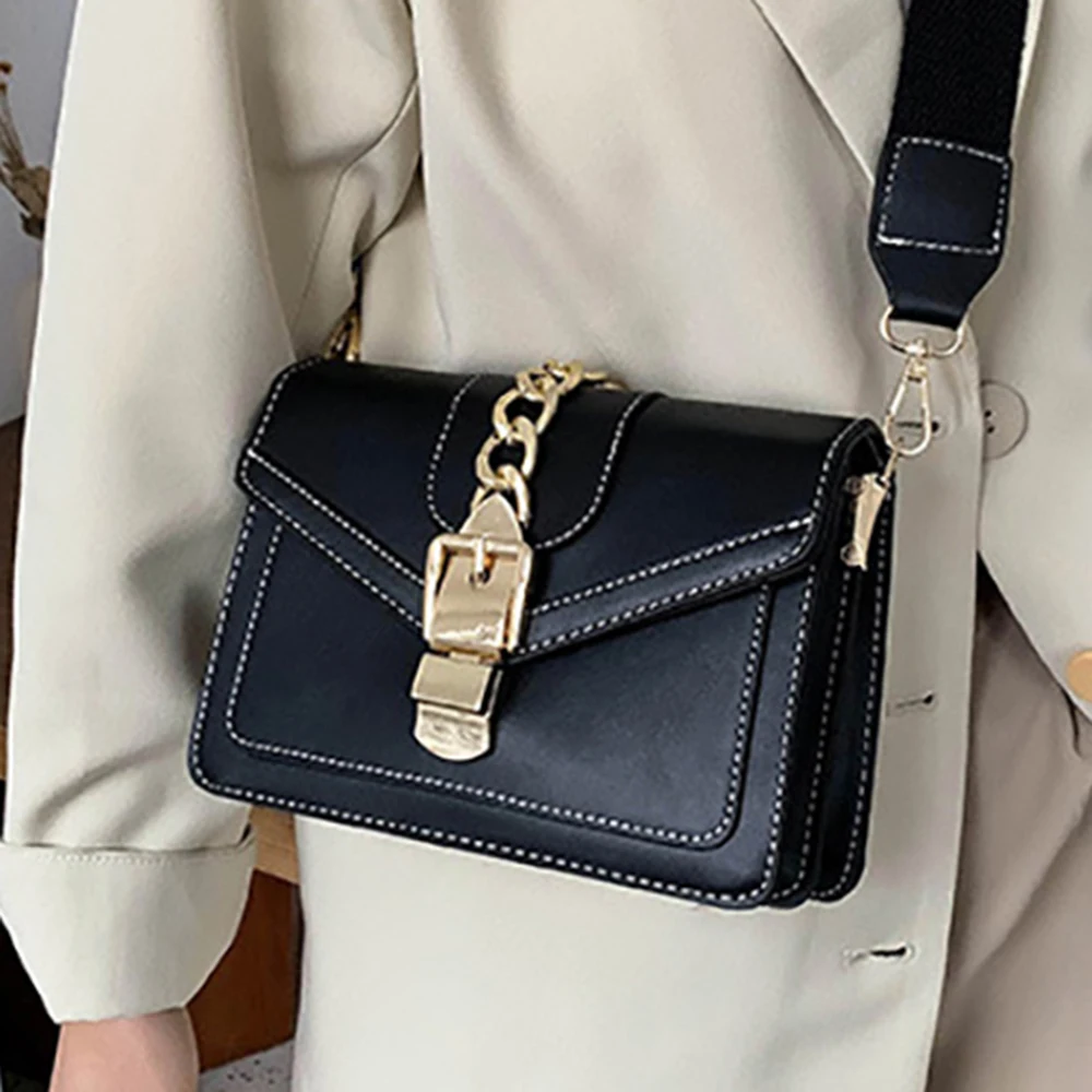 

Vintage Leather Crossbody Bags For Women 2021 Fashion Travel Biker Handbag Simple Shoulder Messenger Bag Ladies Chains Flaps