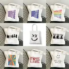 Сумка-шоппер с надписью на стену женская, винтажная простота, брезентовый саквояж на плечо, ручная сумочка