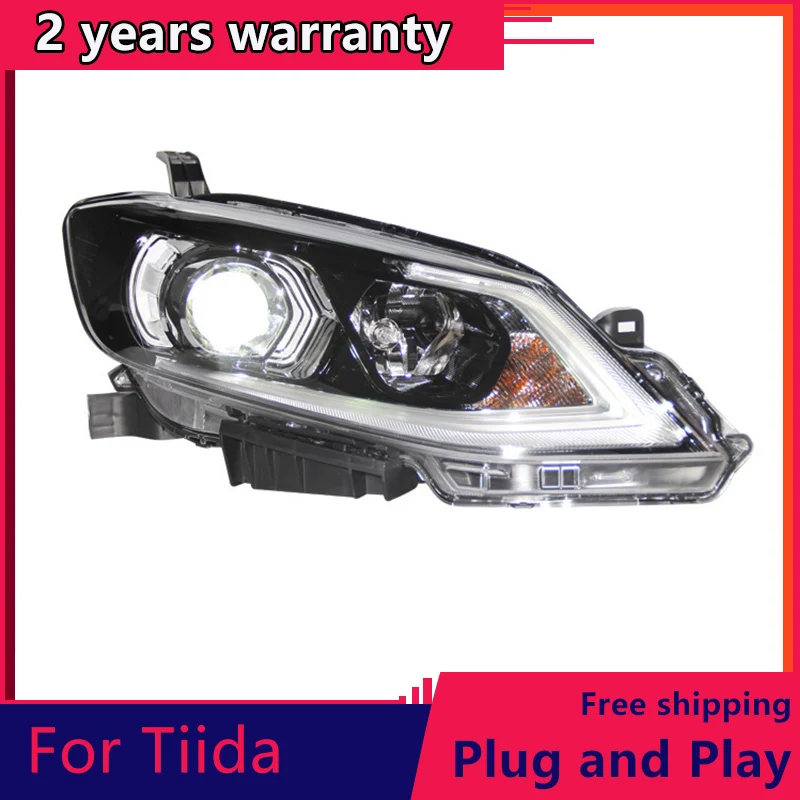 

KOWELL Car Styling for Nissan Tiida headlights 2016 2017 Tiida led headlight Head Lamp led drl projector headlight H7 hid