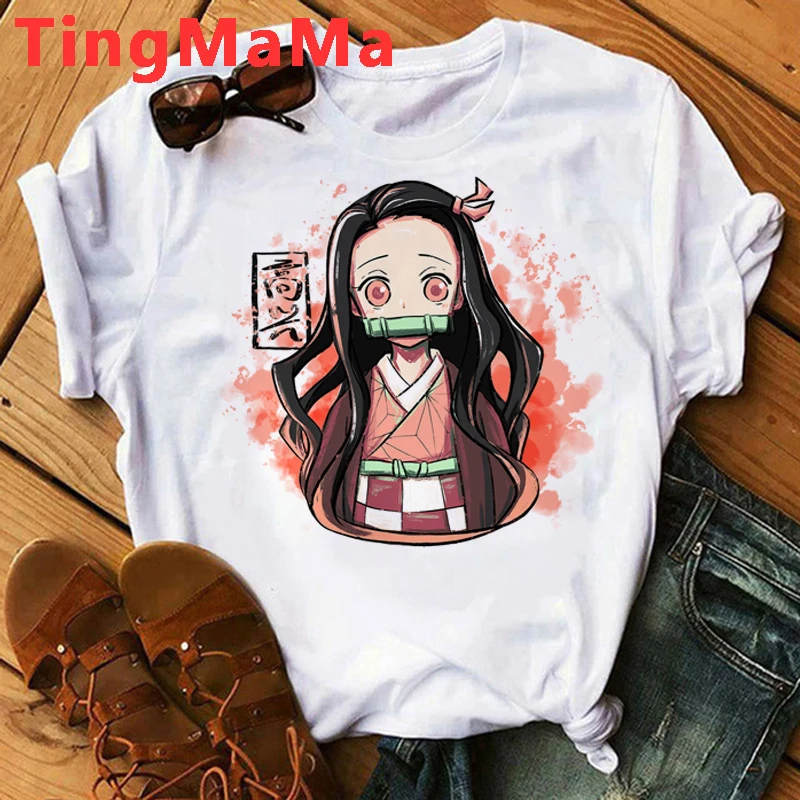 Японское аниме Demon Slayer Футболка мужская Kawaii Cartoon Nezuko Kimetsu No Yaiba Tanjirou Kamado