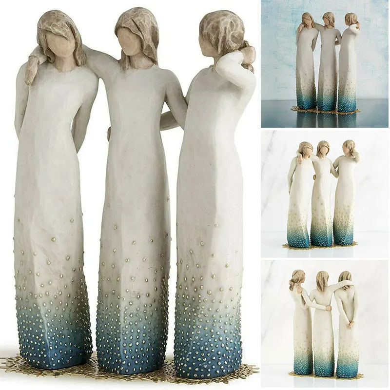 

By My Side Sculpted Hand-painted Figure Resin Desktop Ornament Home Decorative Statue Gift For Friends Sisters Decoration