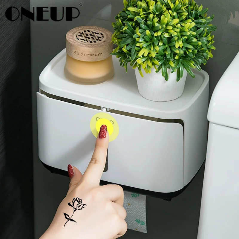 ONEUP новая ванная Водонепроницаемая коробка для салфеток пластиковый держатель для туалетной бумаги настенный ящик для хранения салфеток диспенсер для салфеток Органайзер