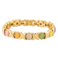 hot selling opal bracelet for men and women gold plated trinkets zinc alloy bracelet popular health bracelet bead bracelet