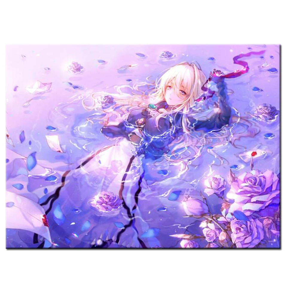 

Violet 5d Diy Anime Girl Diamond Painting Wall Art Handmade Cross Stitch 3d Picture Mosaic Full Square Round Drill Embroidery