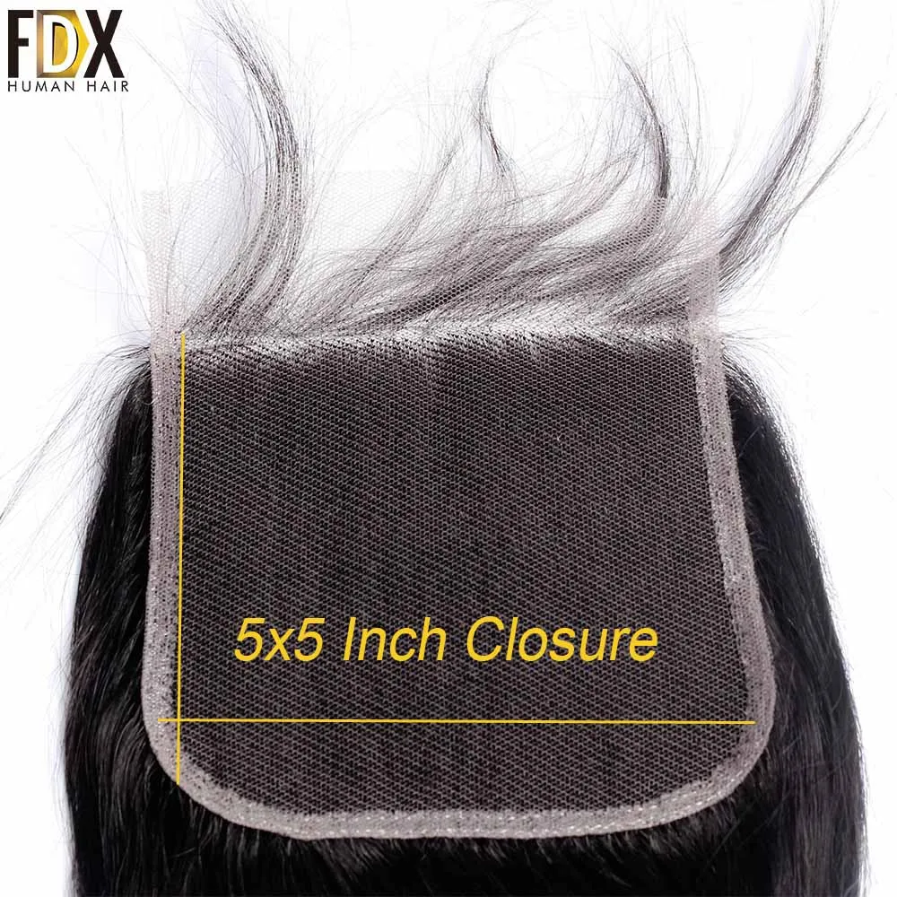 5x5 Lace Closure Бразильские шелковистые прямые волосы пучки волос с закрытием Remy человеческий переплет предложения 3 пучка волос с 5x5, 6x6 застежка 30 32 34 36 38 дюймов - Цвет: 5x5 Lace Closure