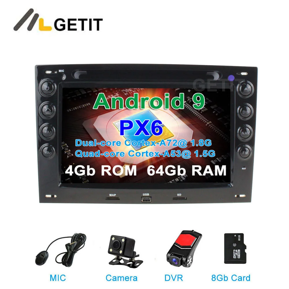 DSP 64G PX6 Android 9 автомобильный DVD видео стерео радио плеер gps навигация для Renault Megane 2 2003-2008