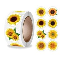 100 500 pcs sunflower stickers 8 styles 1 inch label stickers for handmade gift envelope sealing decorative stationery stickers