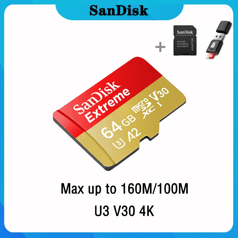 Карта памяти SanDisk Extreme 32 64 128 ГБ U3 V30 Micro SD Гб 256 400 карта SD/TF Flash MicroSD для телефона|Карты