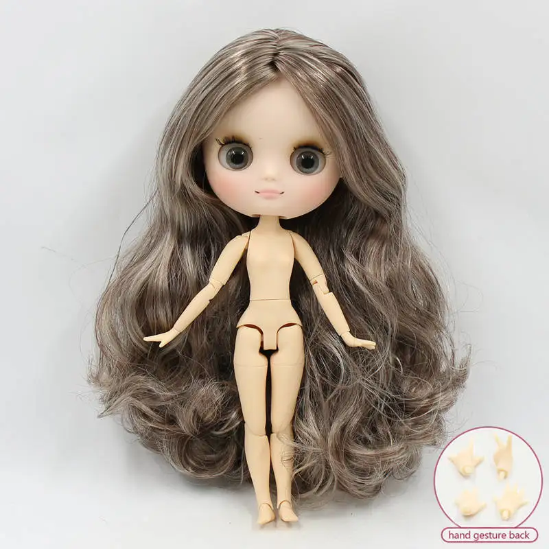like the picture Кукла Middie blyth, Обнаженная, 20 см, шарнирное тело, матовое лицо с макияжем, серые глаза, мягкие волосы, сделай сам, игрушки, подарок с жестами - Цвет: like the picture