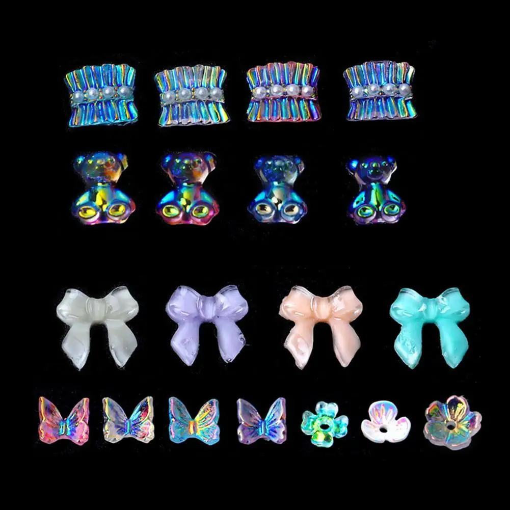 

24 ячейки/коробка, Стразы для ногтей с плоским основанием, легко приклеиваются, Смешанные Красочные Блестки для дизайна ногтей AB для маникюр...