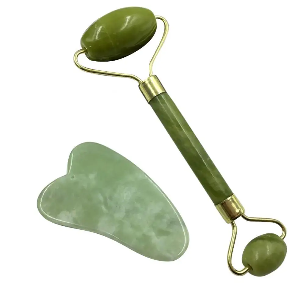 

Facial Massage Roller Guasha Board Faux Jade Double Head Face Roller Slimming Massager Scraping Plate Neck Thin Lift Skin Care