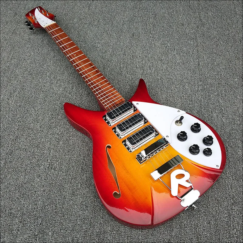 Высококачественная электрогитара вишнево-красный корпус с отверстием F