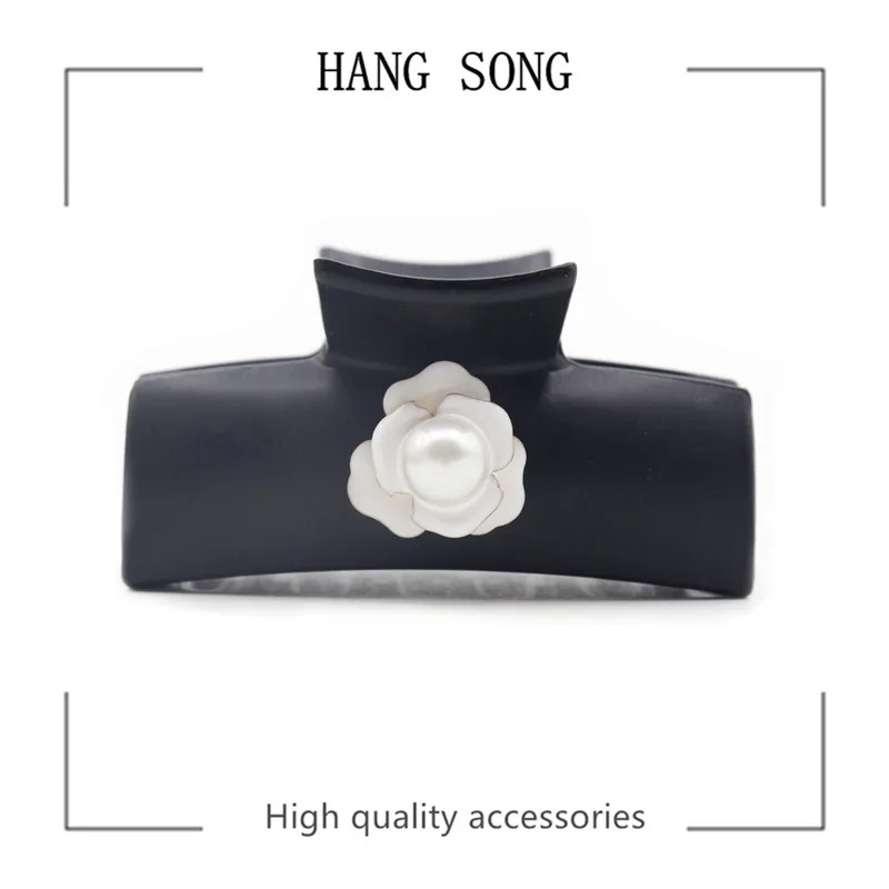 

6 Length Korean Simple Acrylic Matte Hair Clip Claw Fashion Pearl Flower Hair Crab For Women Girl Elegant Hairpin Accessories