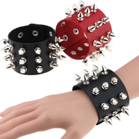 punk spikes rivet stud wide cuff leather bracelets bangles gothic rock unisex bangle harness bracelets charm ornaments
