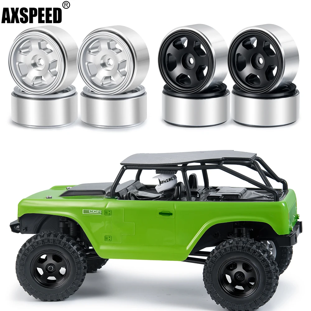 

AXSPEED 4Pcs Metal Wheel Rim Beadlock Wheel Hub for 1/24 Axial SCX24 90081 AXI00001 AXI00002 AXI00005 RC Crawler Upgrade Parts