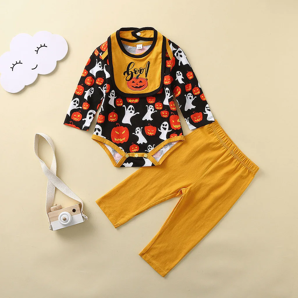 Детская осенняя одежда для новорожденных комбинезон с изображением тыквы