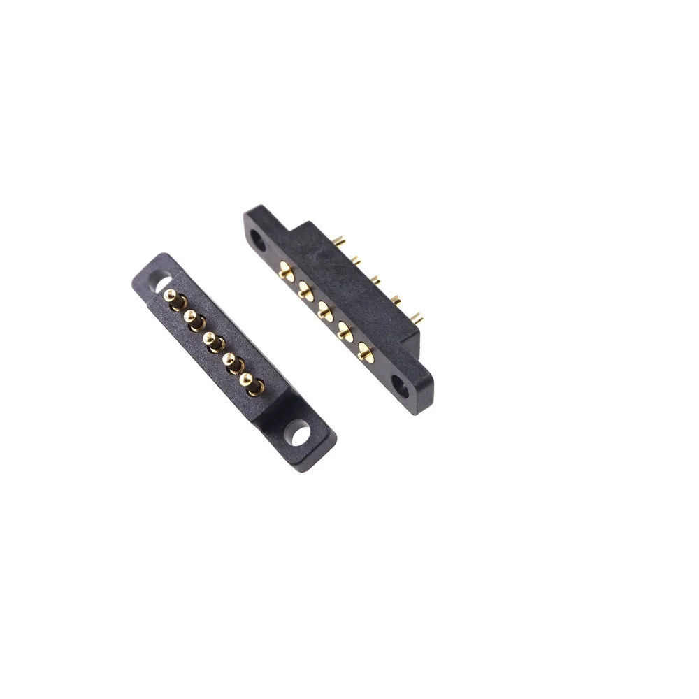 5 Pairs Pogo Pin Pole Spring Loaded Connector 2.54 mm Pitch Through Hole Flange Panel Mount Single Row Strip Female Male Probe |