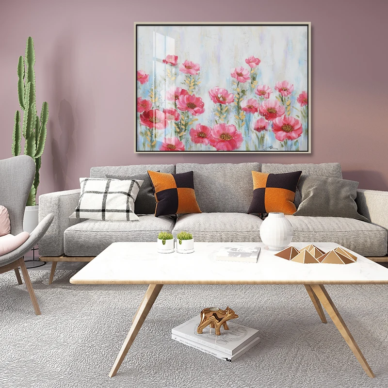 

Modern Pink Flower Canvas Print Painting Vintage Home Wall Art Decoration Posters Gold Foil Pictures Cuadros Living Room Decor
