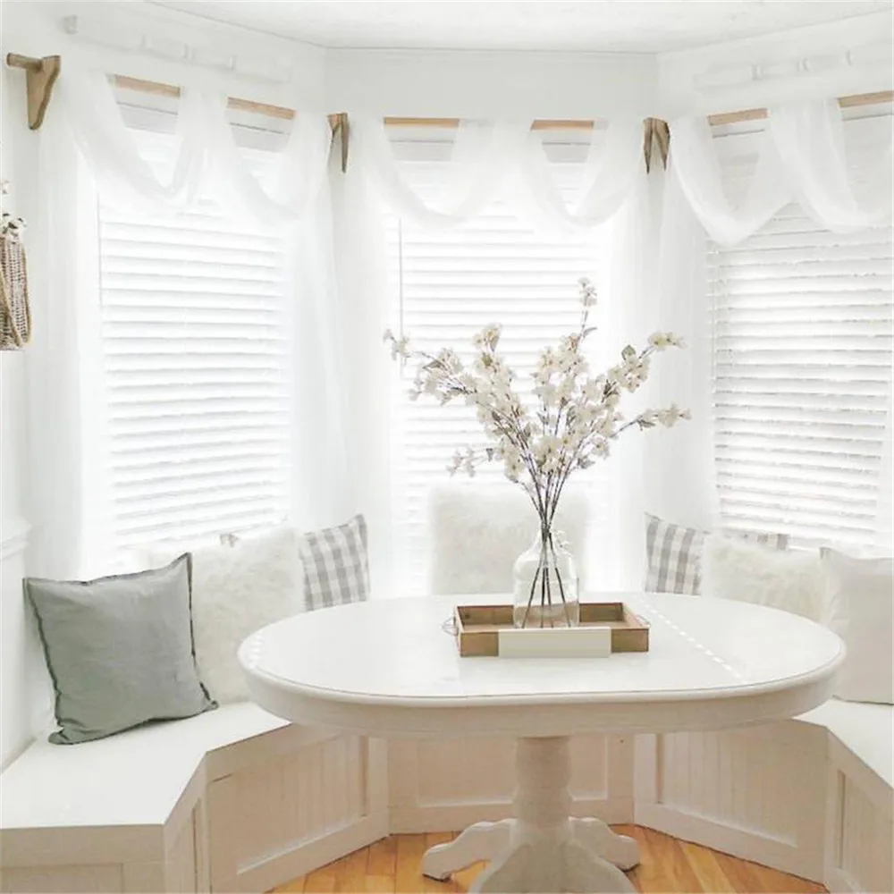 Белый прозрачный занавес для фона 2 панели шифоновая ткань драпировка Arbor свадьба