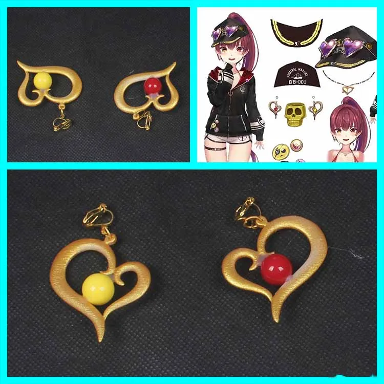 

Anime Hololive Vtuber Houshou Marine Ears Clips Take Photo Props Cosplay Women Girls Student Handwork Earrings Accessories