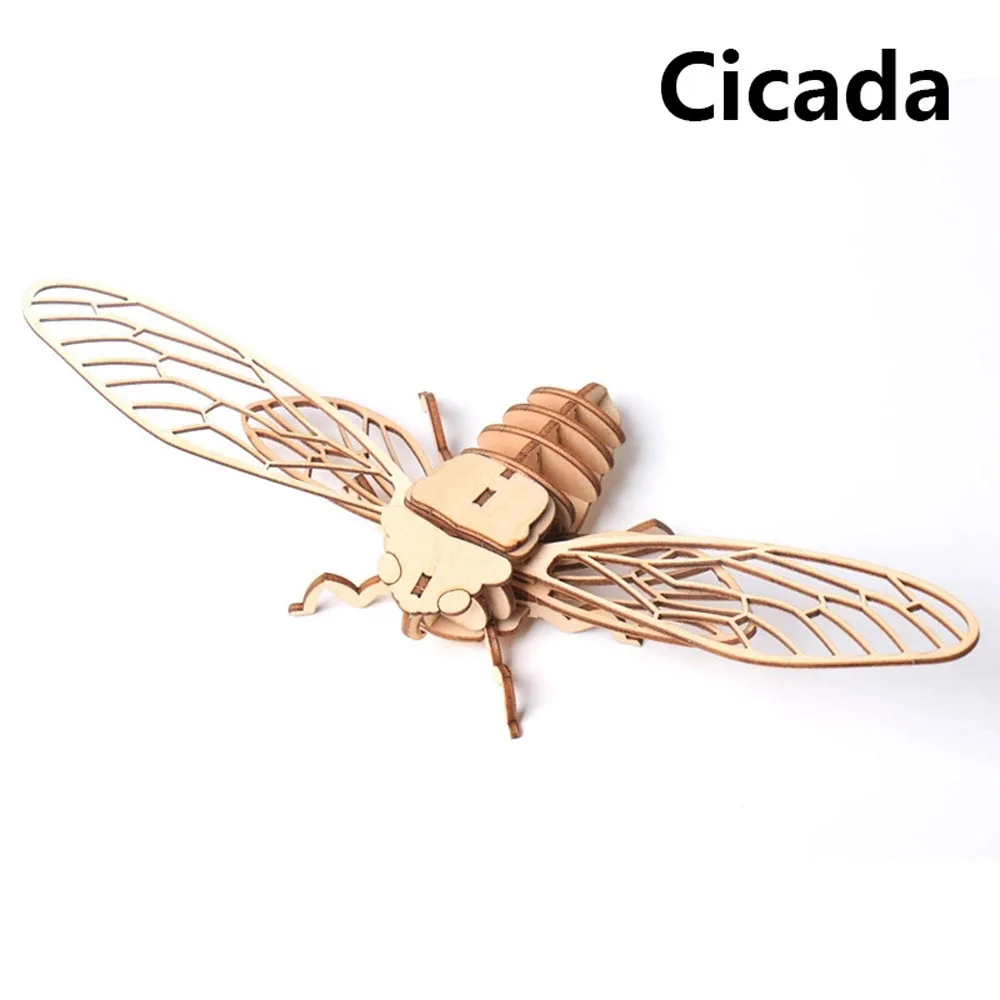 Cicada Детские игрушки Монтессори 3D головоломка DIY деревянная головоломка насекомое Животное ручной работы развивающие сборные игрушки подарки для детей - Цвет: Cicada