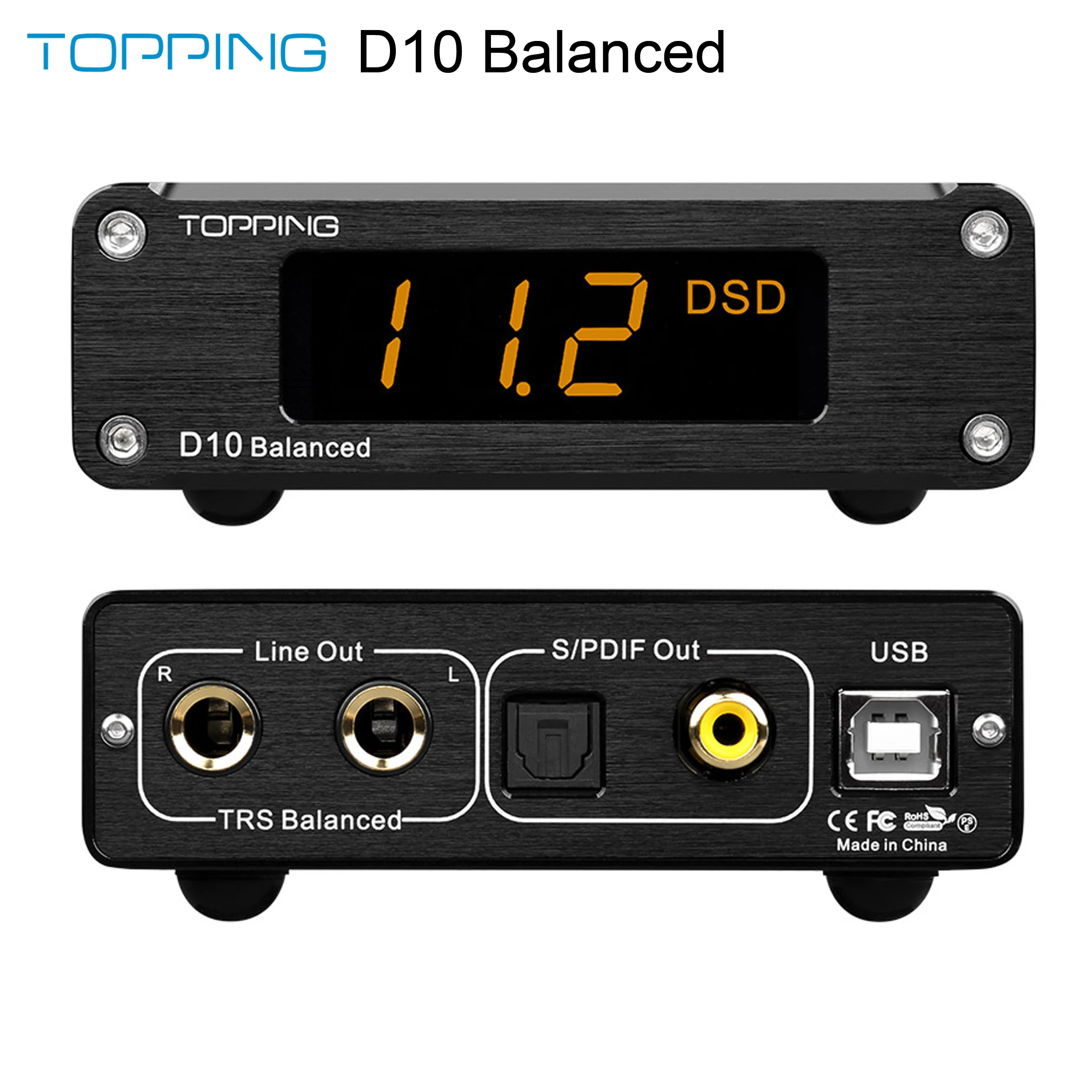 

TOPPING D10 Balanced USB Decoder DAC ES9038Q2M XMOS XU208 TRX / XLR
