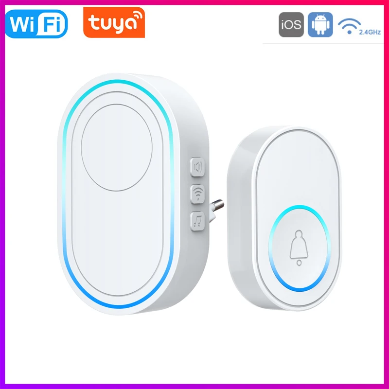 

Беспроводной дверной звонок Сигнализация Системы умный беспроводной дверной звонок стробоскоп приложение Tuya 58 звук умный дом 433 МГц беспро...