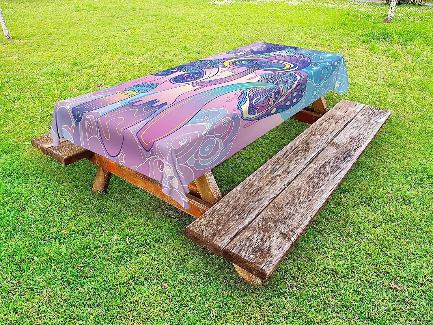 Гриб уличная скатерть траппи рисунок хиппи дизайн шестидесятый провидный